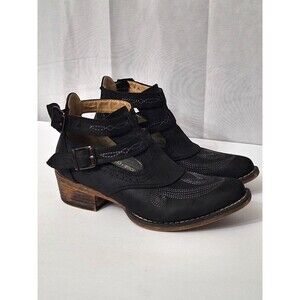 Roper Women's Willa Western Booties Sz 6M Snip Toe Black Cowgirl Festival Boho